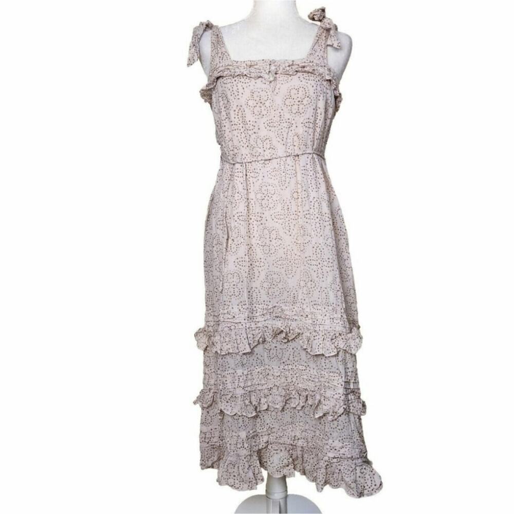 Cleobella Womens Zane Dress Tiered Ruffled Boho Feminine Eyelet Cottagecore S